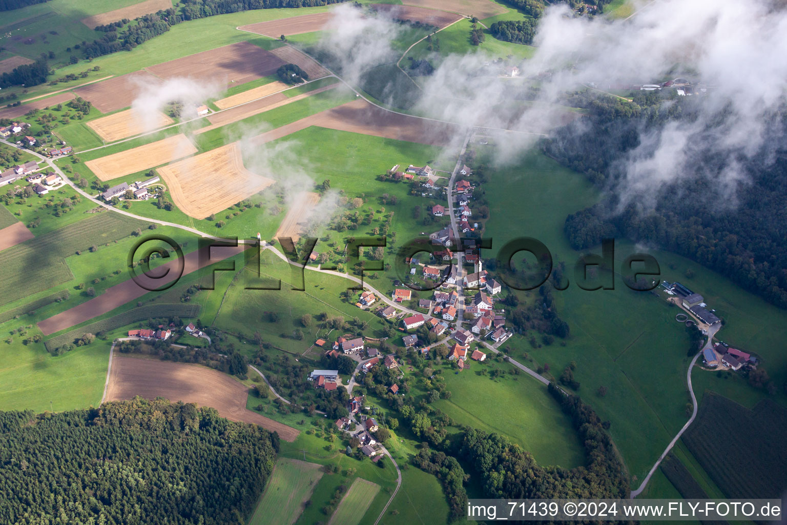 Village view in the district Heudorf im Hegau in Eigeltingen in the state Baden-Wuerttemberg, Germany