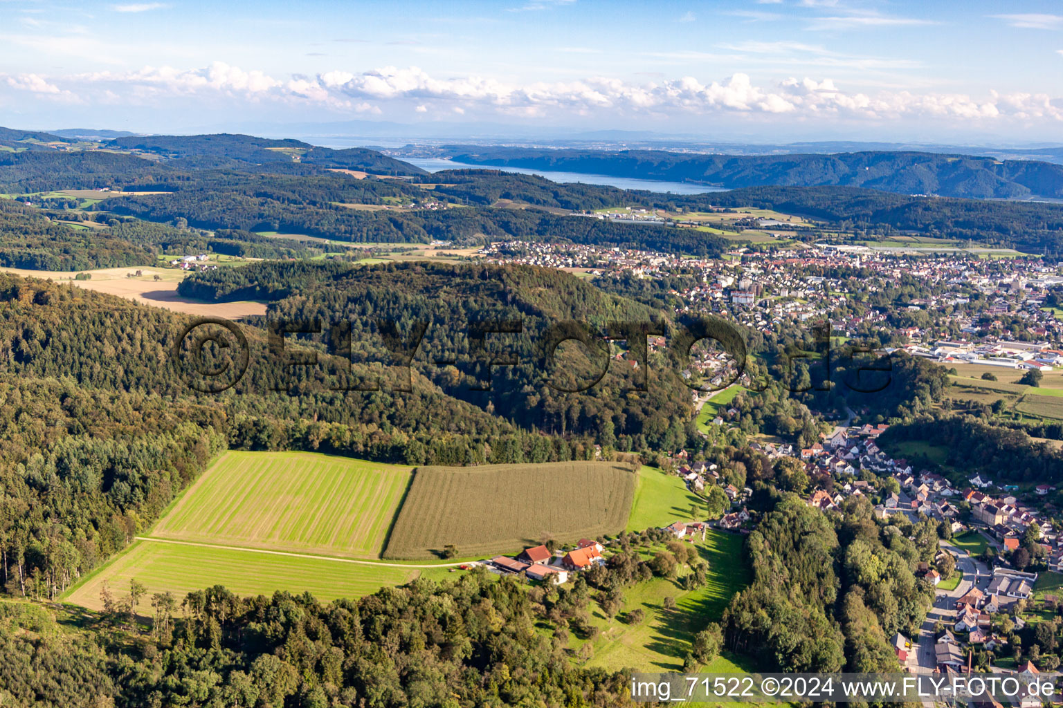 Oblique view of District Zizenhausen in Stockach in the state Baden-Wuerttemberg, Germany