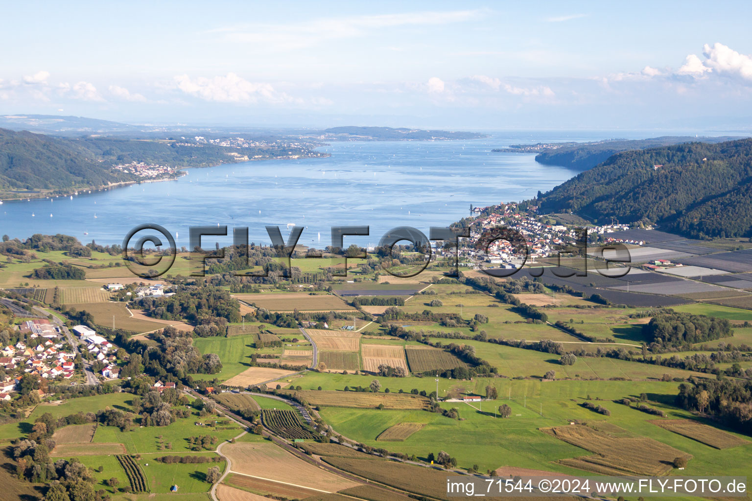 Aerial view of Village on the banks of the area Lake Constance in the district Bodman in Bodman-Ludwigshafen in the state Baden-Wurttemberg