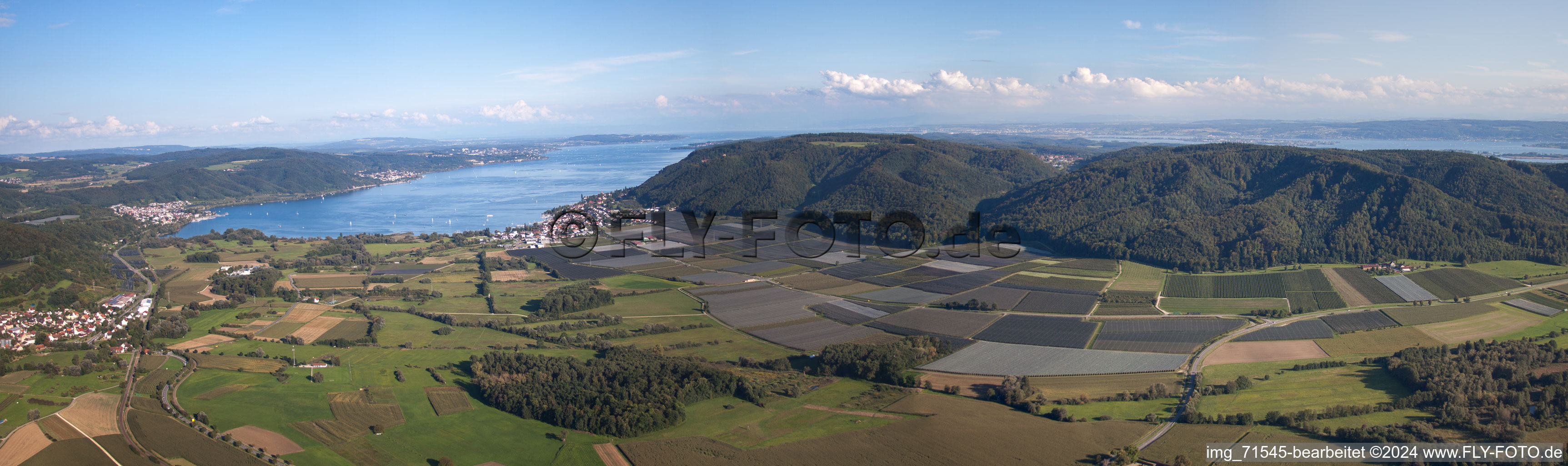 Aerial photograpy of Village on the banks of the area Lake Constance in the district Bodman in Bodman-Ludwigshafen in the state Baden-Wurttemberg