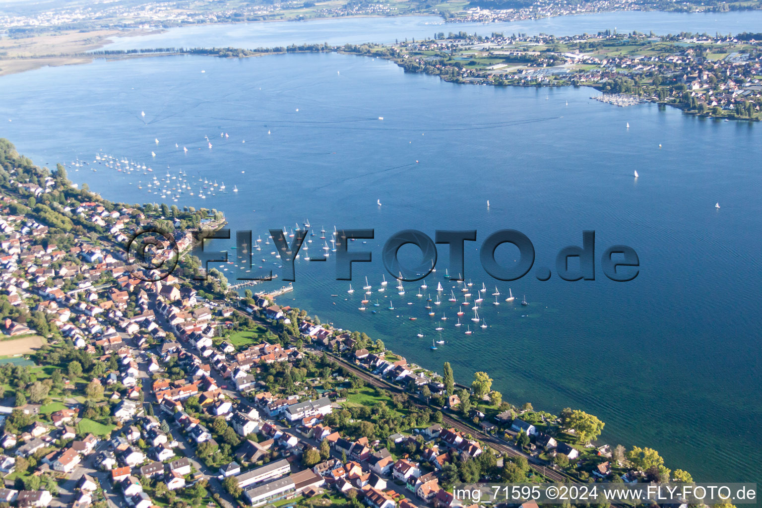 Island area Reichenau with the village center in Allensbach in the state Baden-Wurttemberg