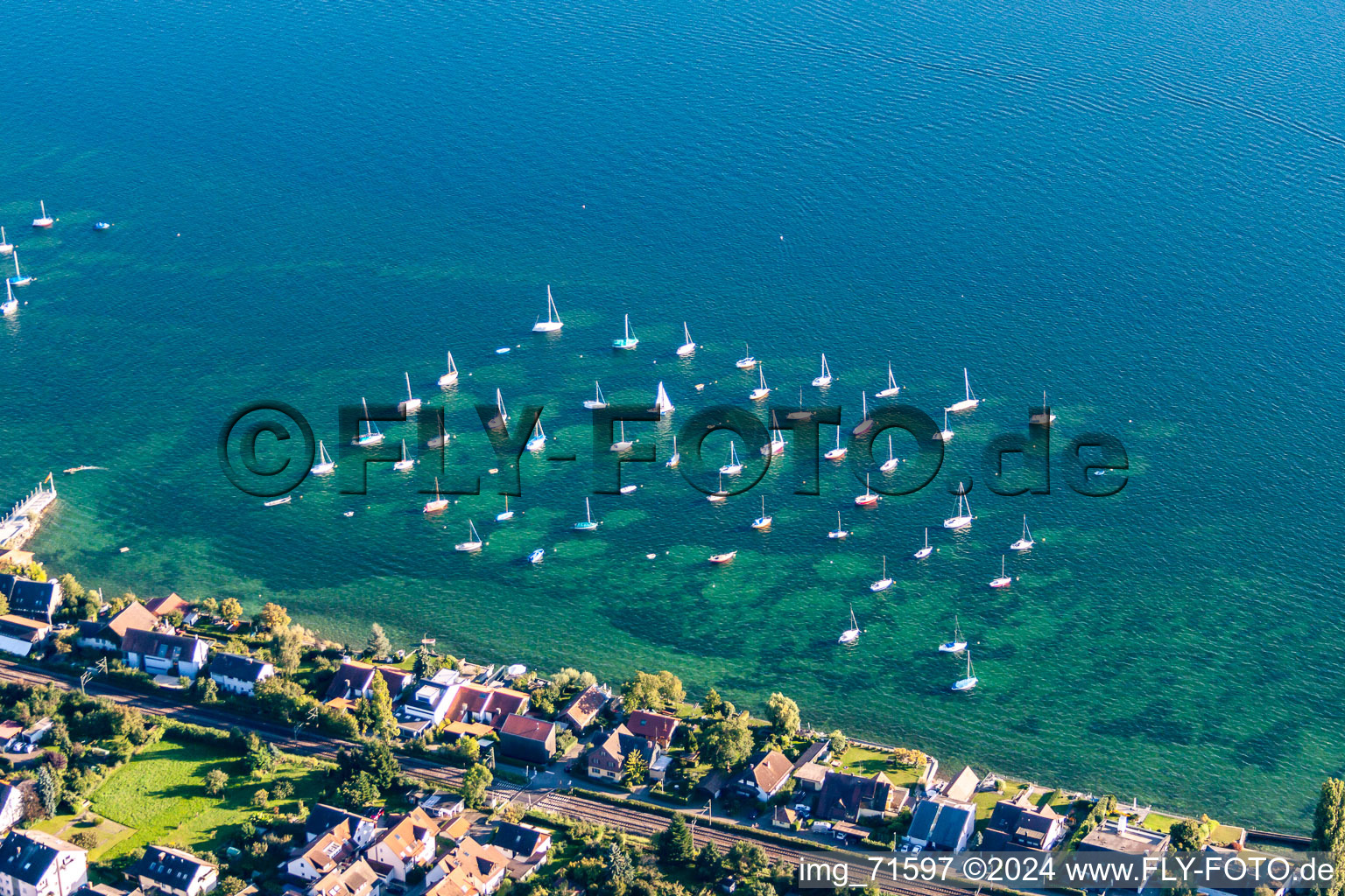 Sailboat pier in Allensbach in the state Baden-Wuerttemberg, Germany