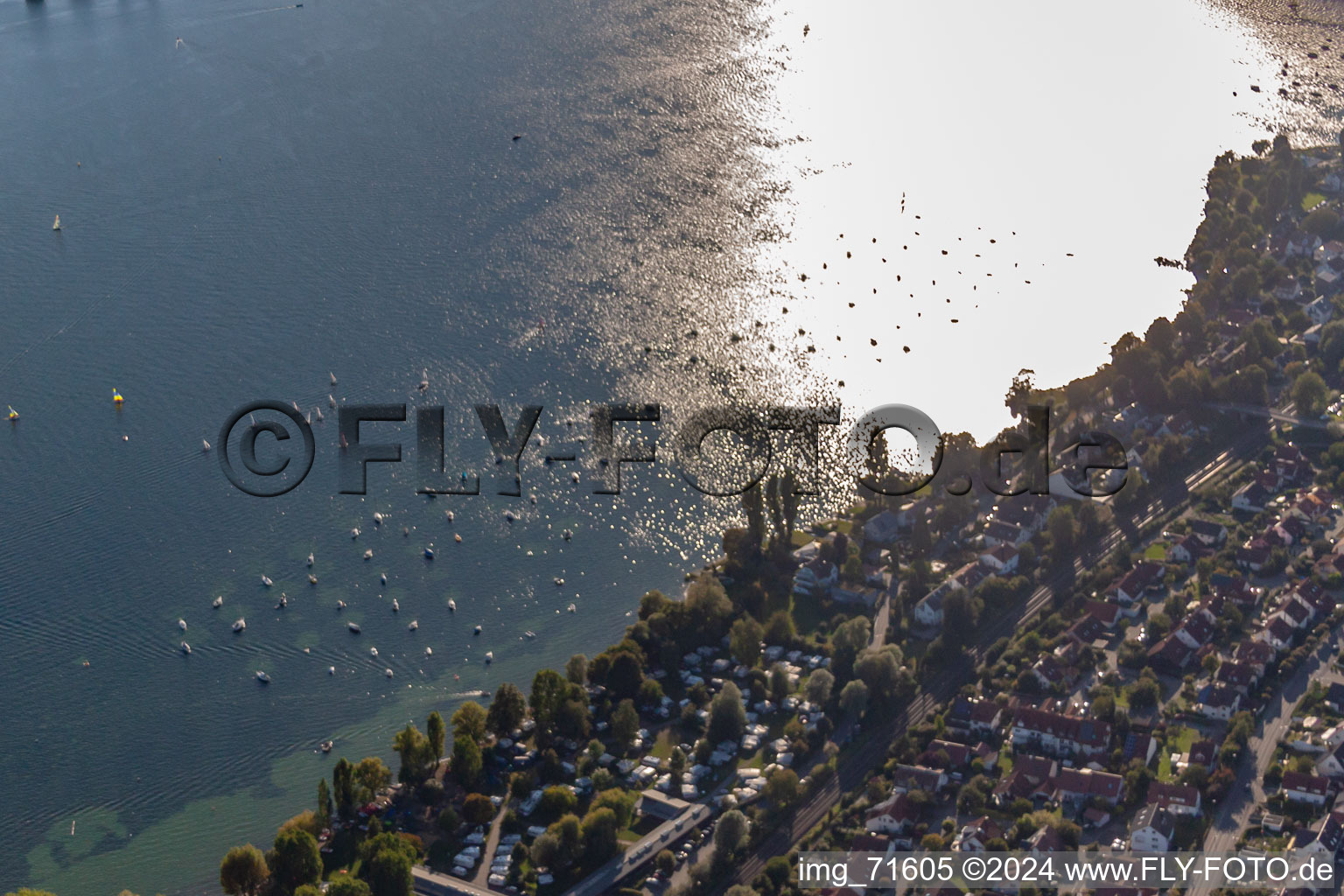 Camping by the lake in Allensbach in the state Baden-Wuerttemberg, Germany