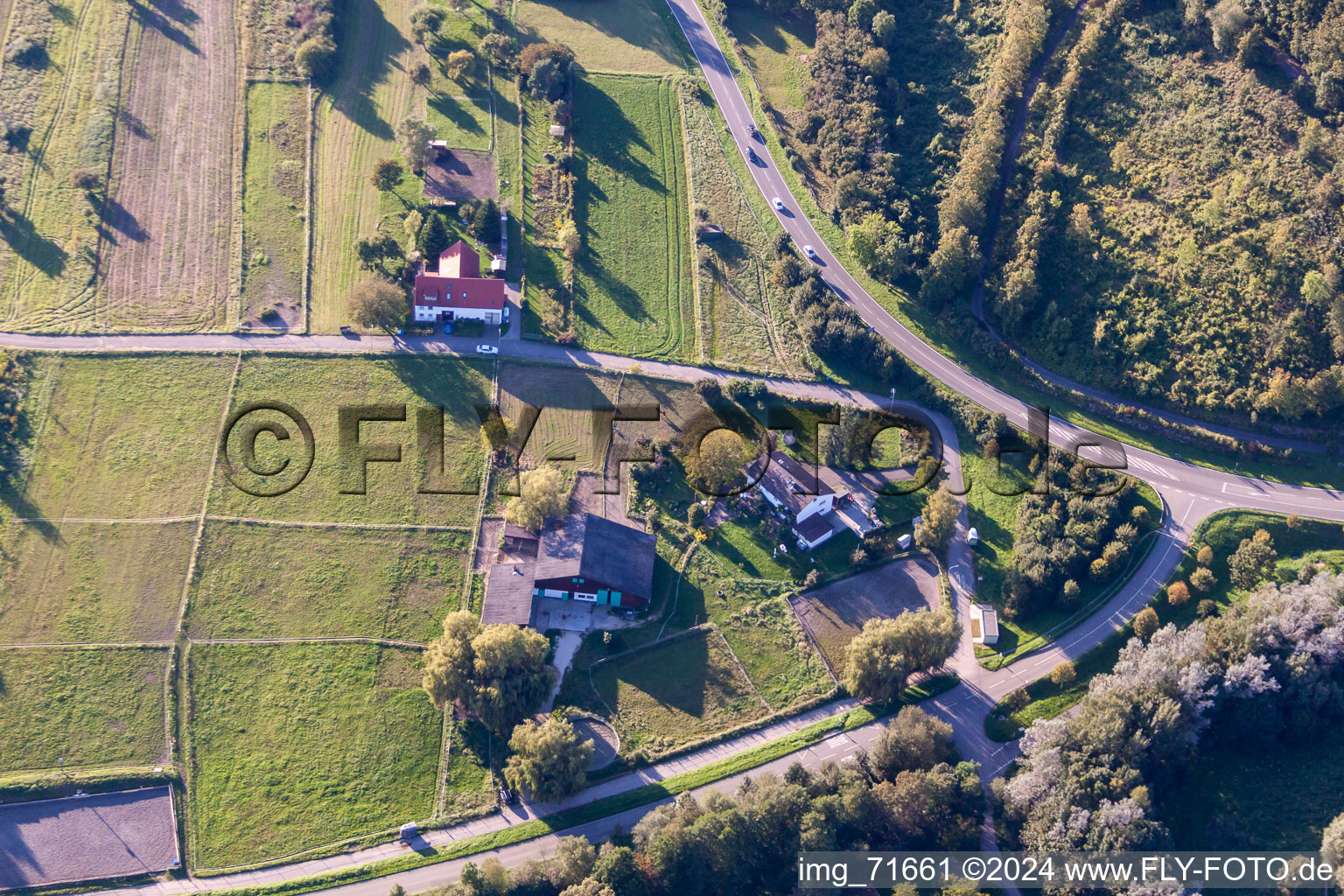 Aerial photograpy of Lilly'S Riding Stable in the district Wollmatingen in Konstanz in the state Baden-Wuerttemberg, Germany