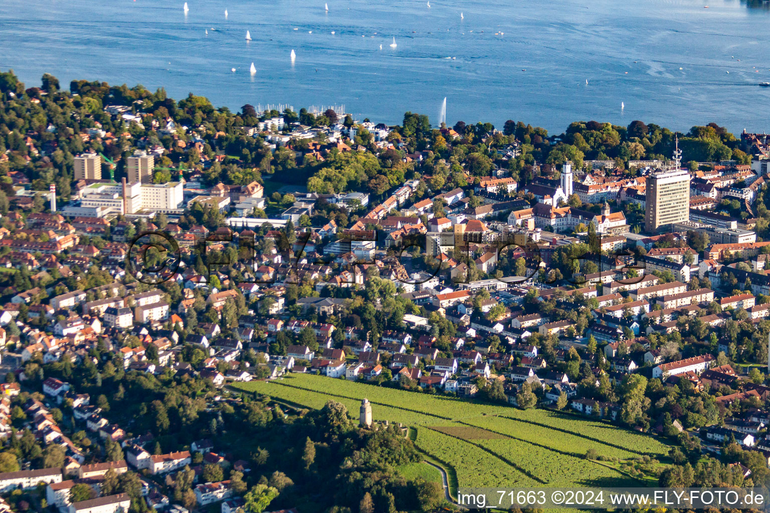 Aerial view of District Petershausen in Konstanz in the state Baden-Wuerttemberg, Germany