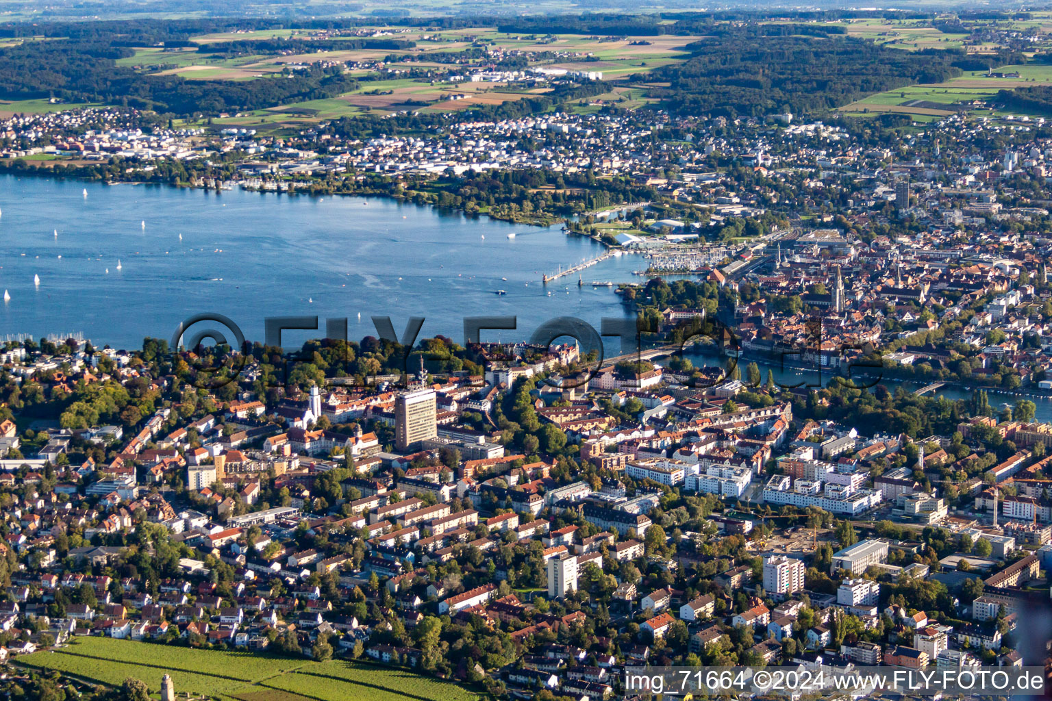 Aerial photograpy of District Petershausen in Konstanz in the state Baden-Wuerttemberg, Germany