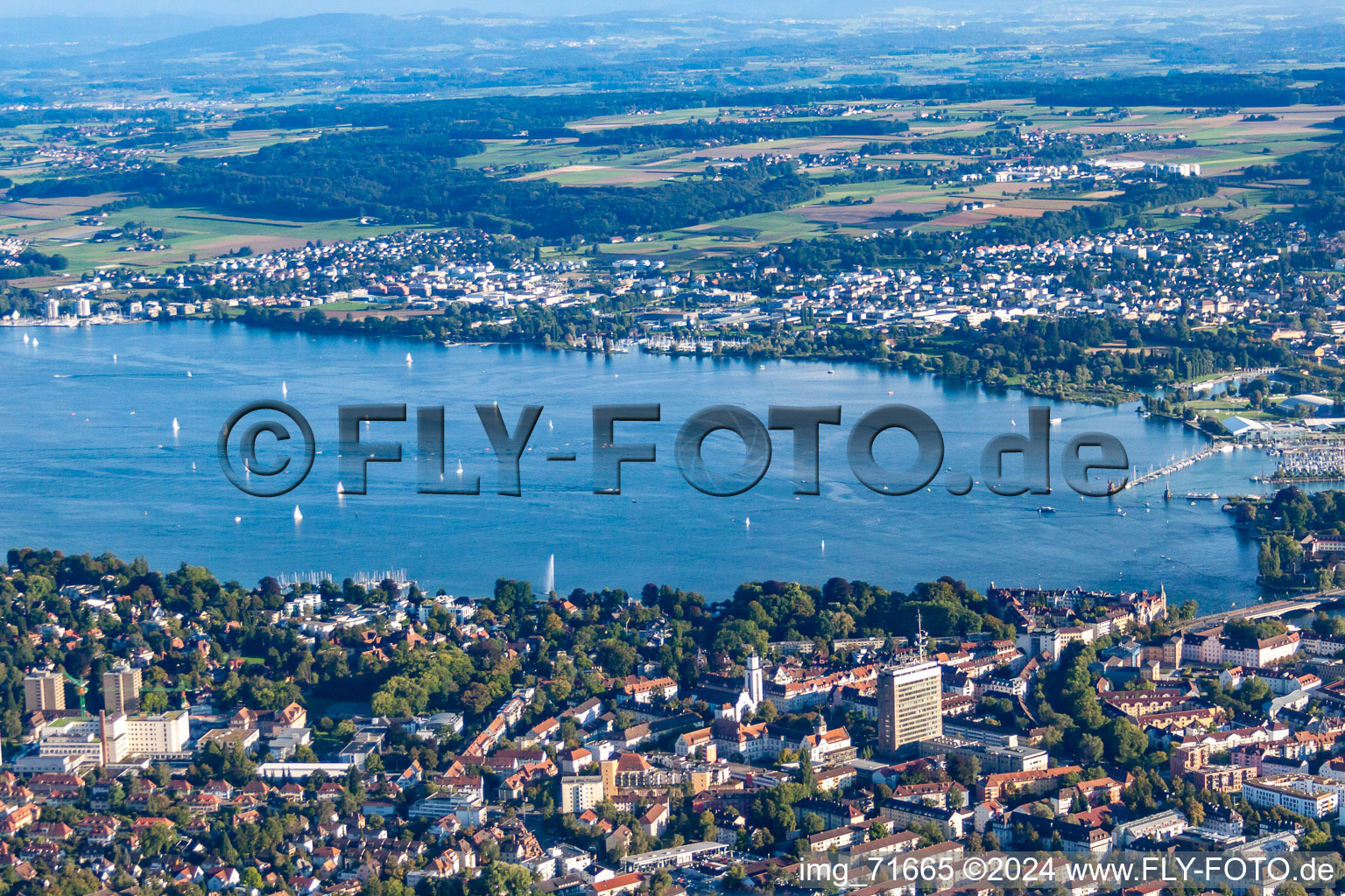 Oblique view of District Petershausen in Konstanz in the state Baden-Wuerttemberg, Germany