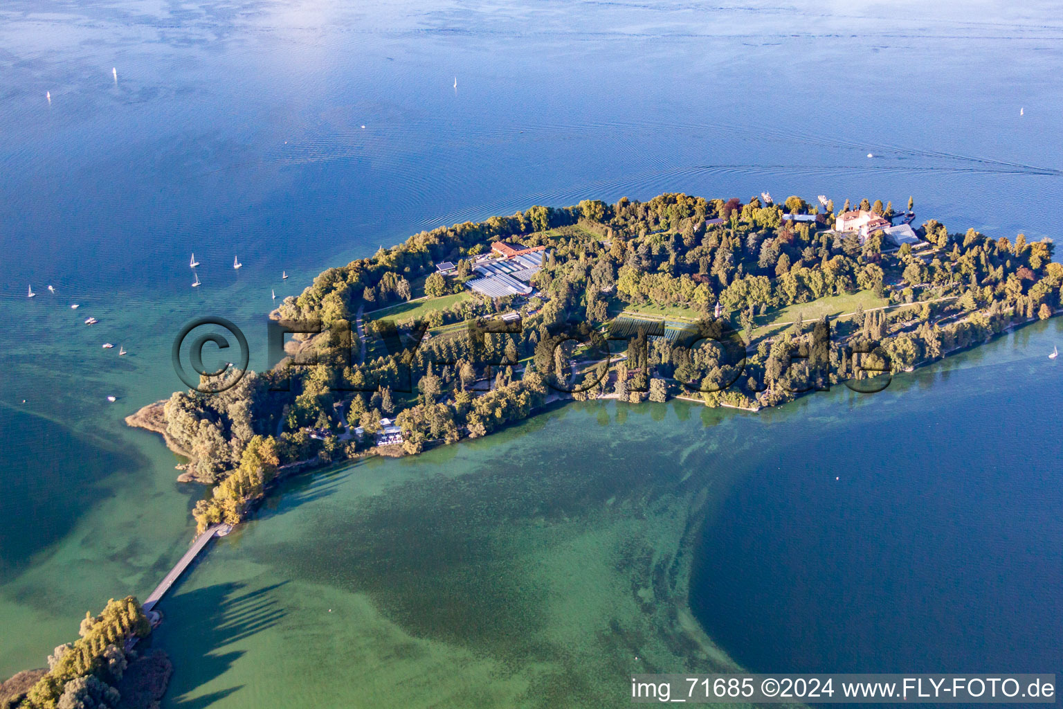 Aerial view of Mainau in the district Egg in Konstanz in the state Baden-Wuerttemberg, Germany