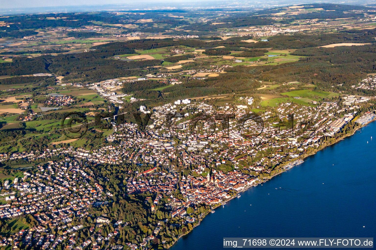 Oblique view of Überlingen in the state Baden-Wuerttemberg, Germany
