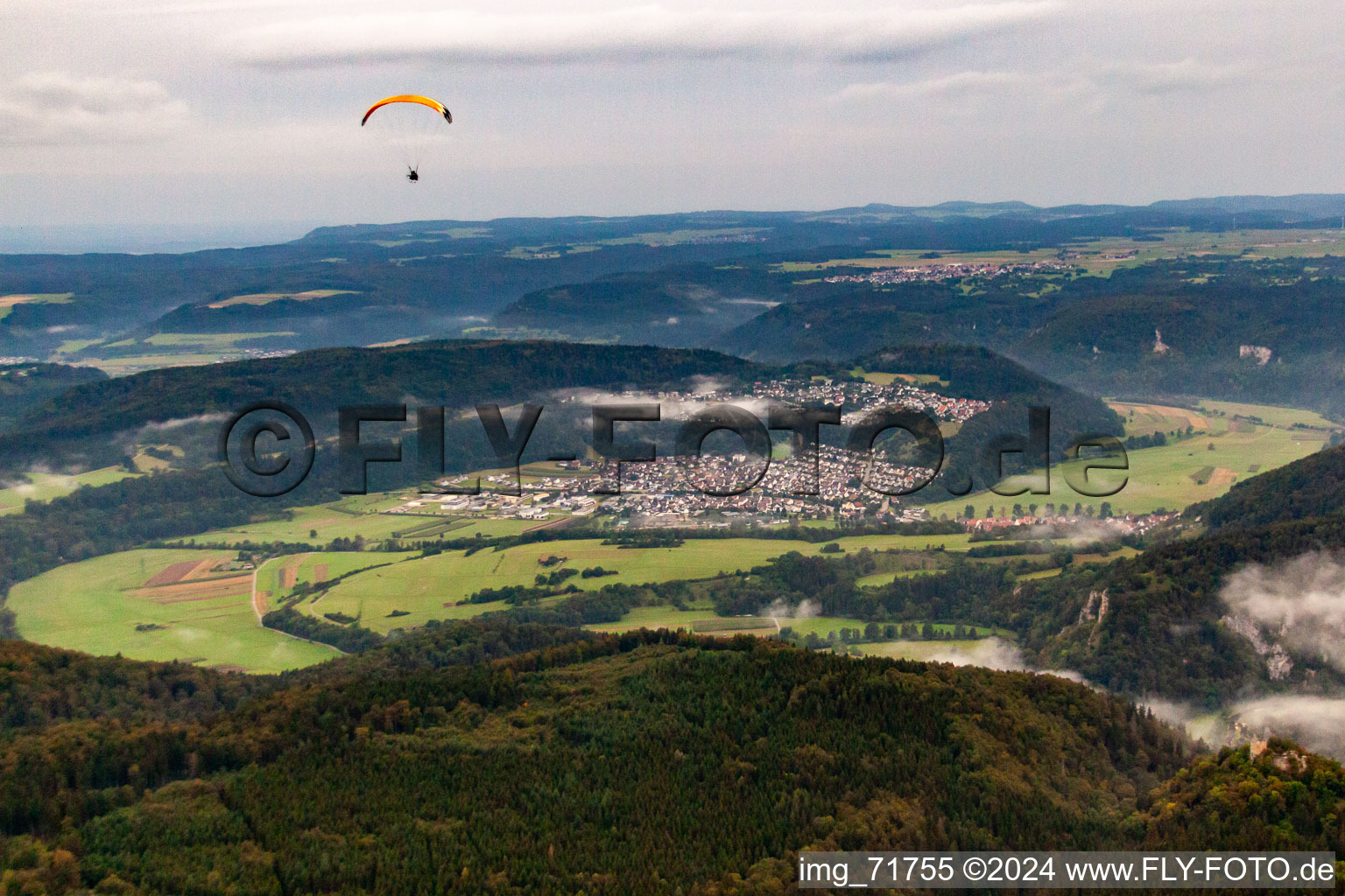 Fridingen an der Donau in the state Baden-Wuerttemberg, Germany seen from above