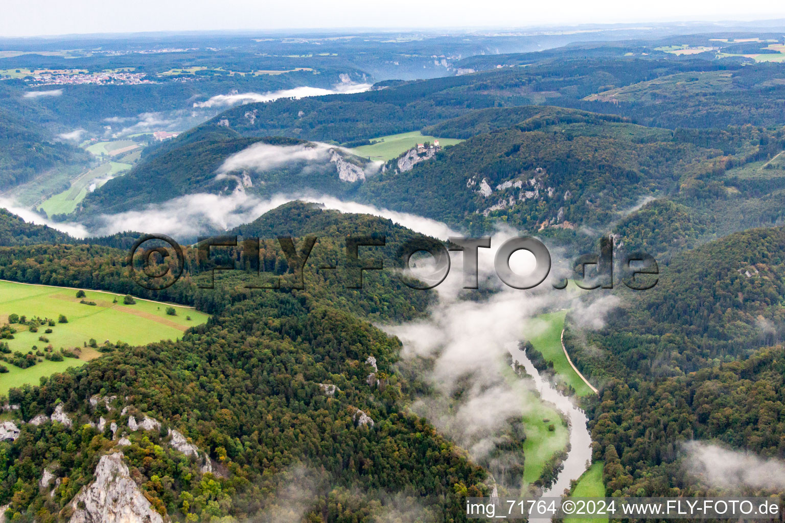 Danube Gorge in Fridingen an der Donau in the state Baden-Wuerttemberg, Germany seen from above