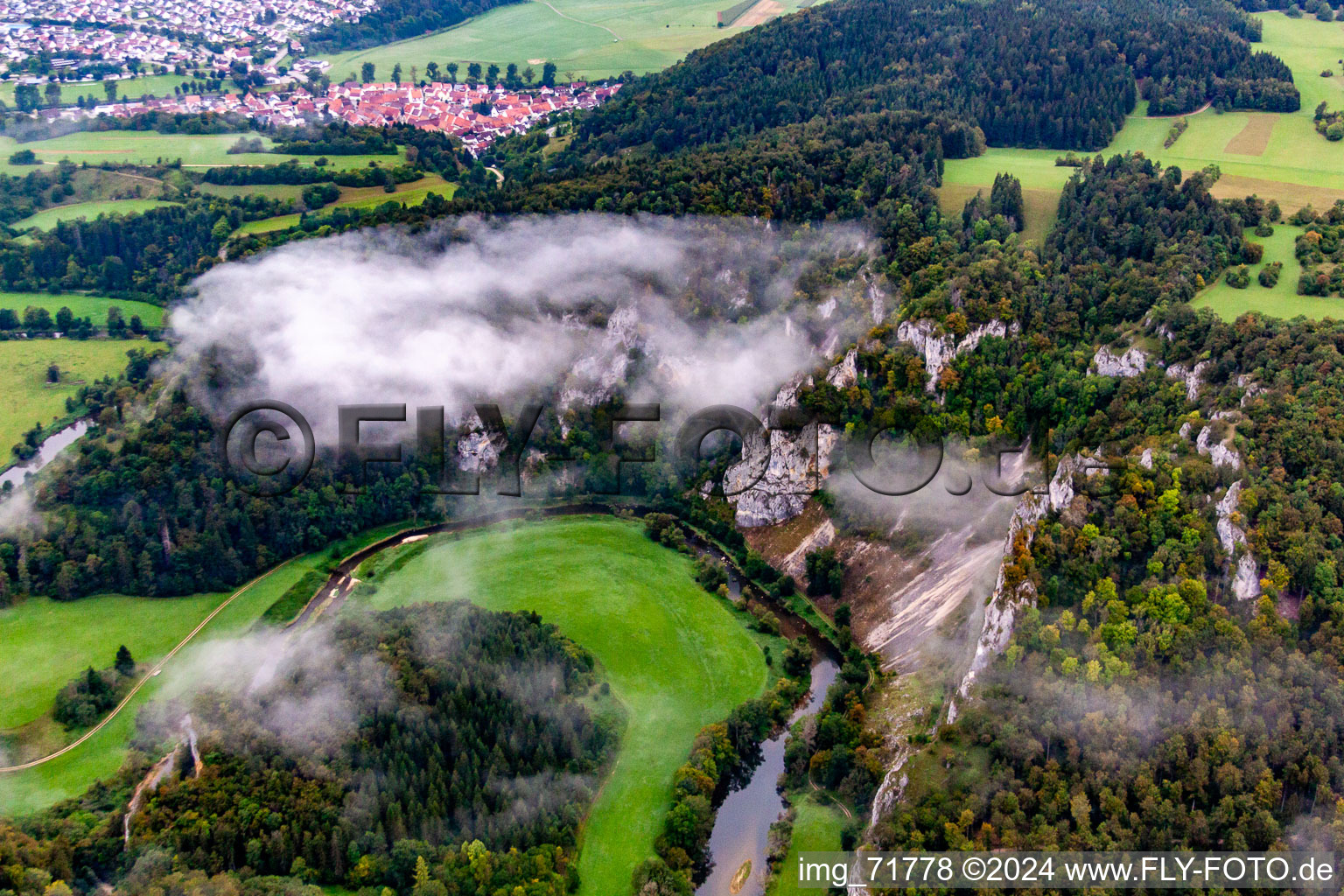 Danube Gorge in Buchheim in the state Baden-Wuerttemberg, Germany from above