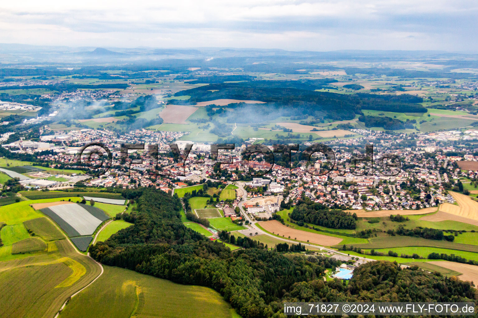 Stockach in the state Baden-Wuerttemberg, Germany seen from above