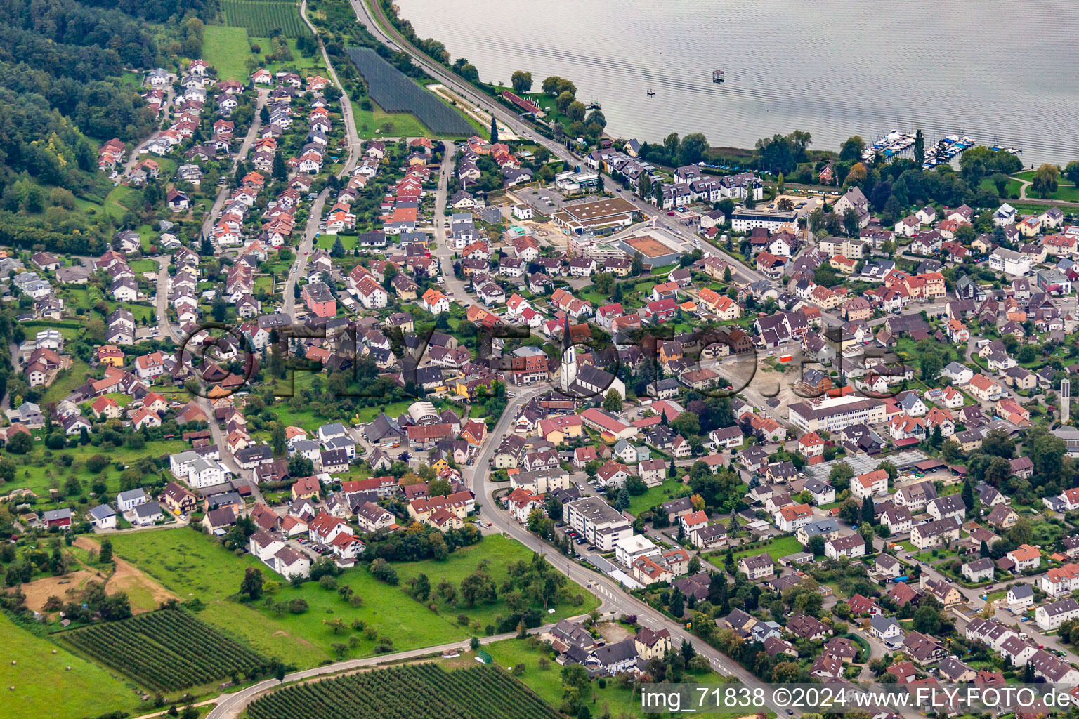 District Ludwigshafen in Bodman-Ludwigshafen in the state Baden-Wuerttemberg, Germany from the drone perspective