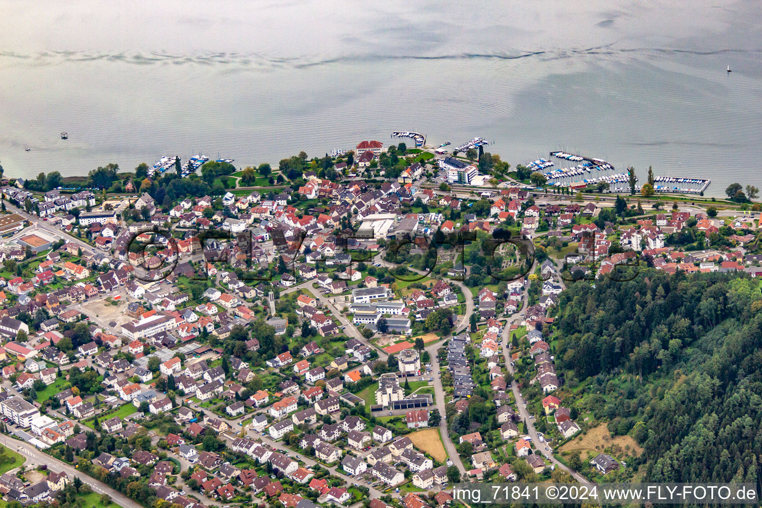 District Ludwigshafen in Bodman-Ludwigshafen in the state Baden-Wuerttemberg, Germany from a drone