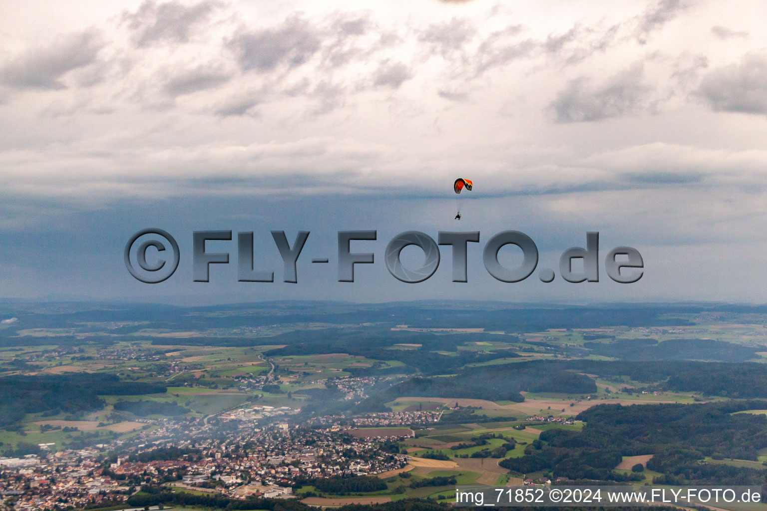 Stockach in the state Baden-Wuerttemberg, Germany from the plane