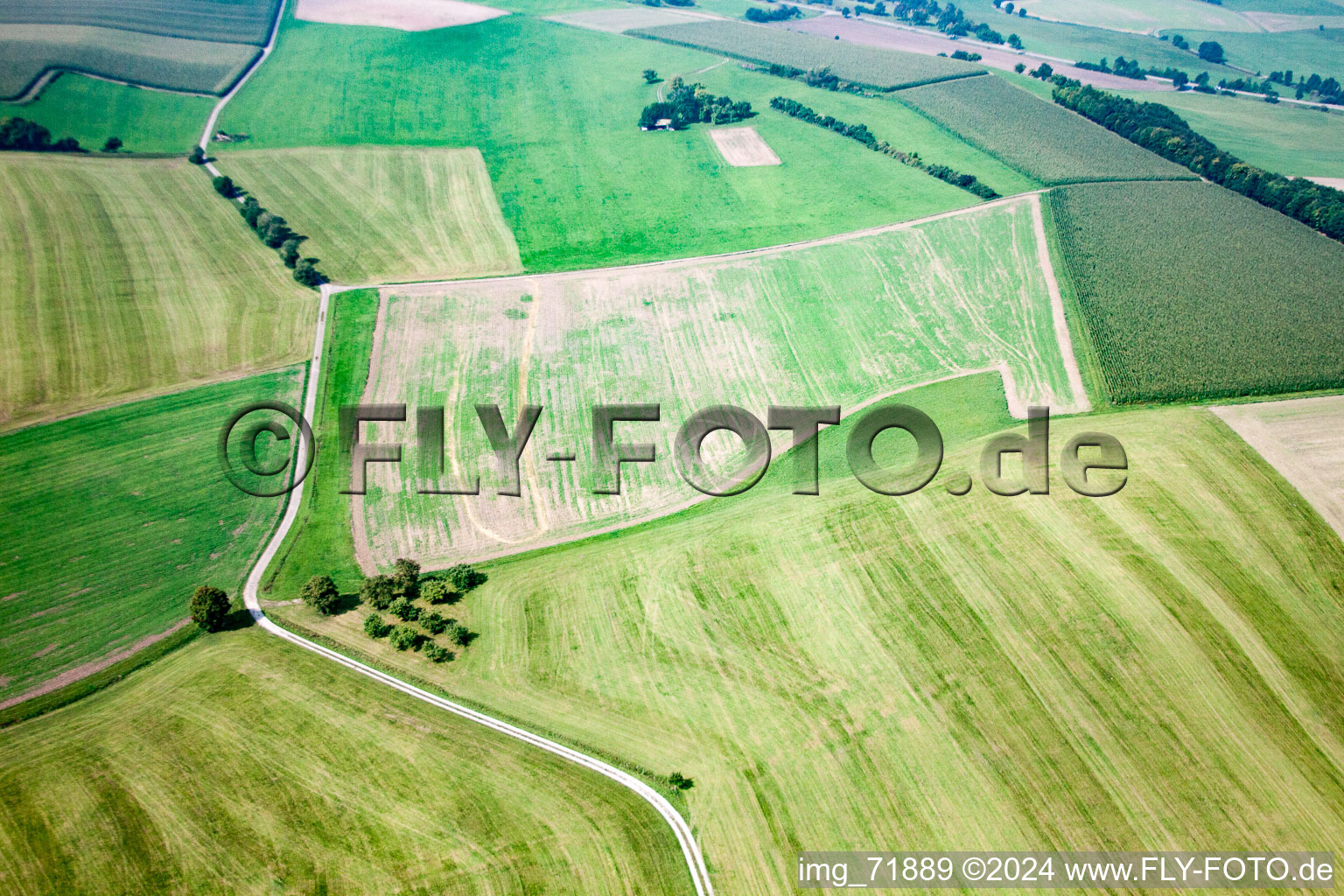 Aerial photograpy of District Unterfischach in Obersontheim in the state Baden-Wuerttemberg, Germany