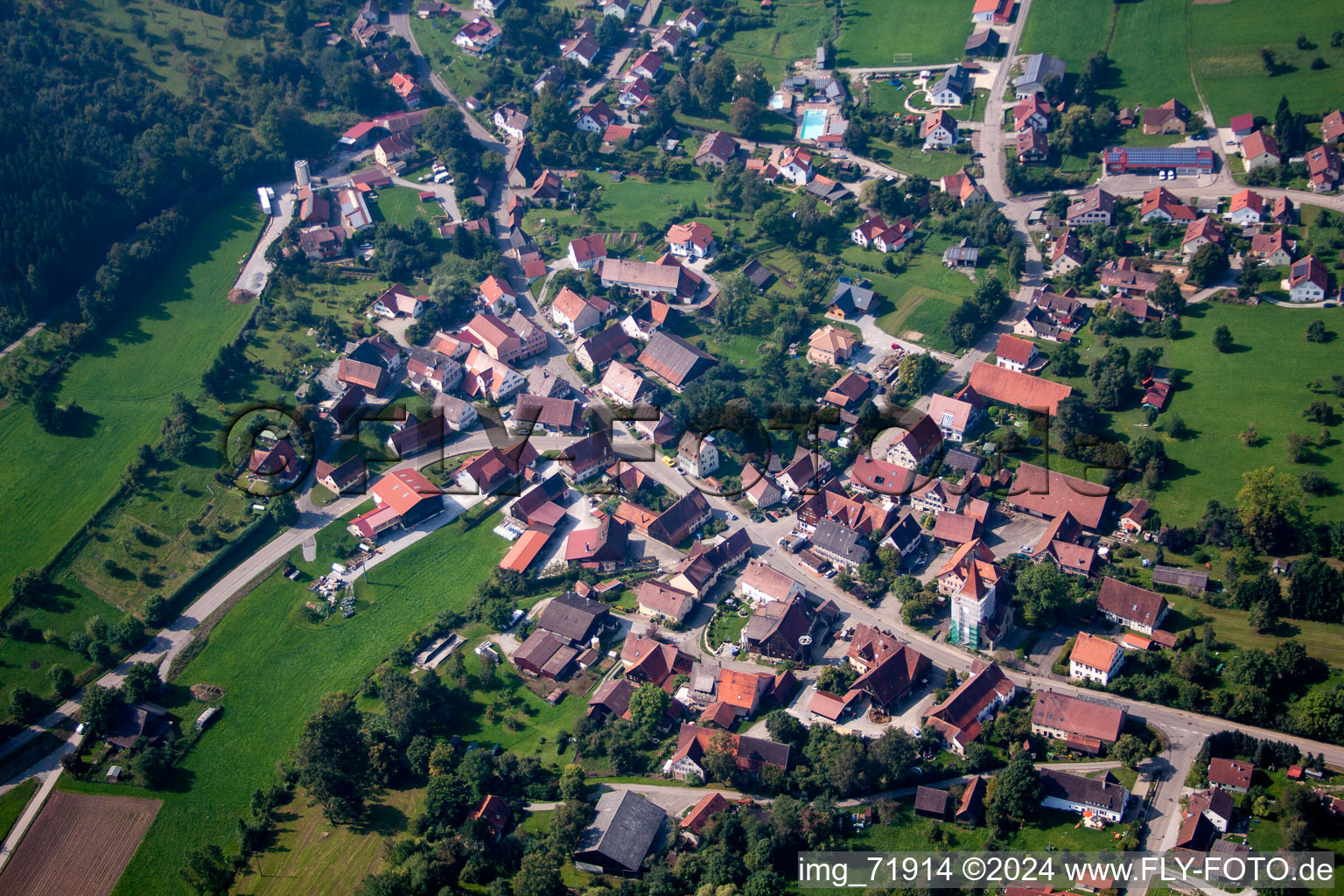 Oblique view of Geifertshofen in the state Baden-Wuerttemberg, Germany