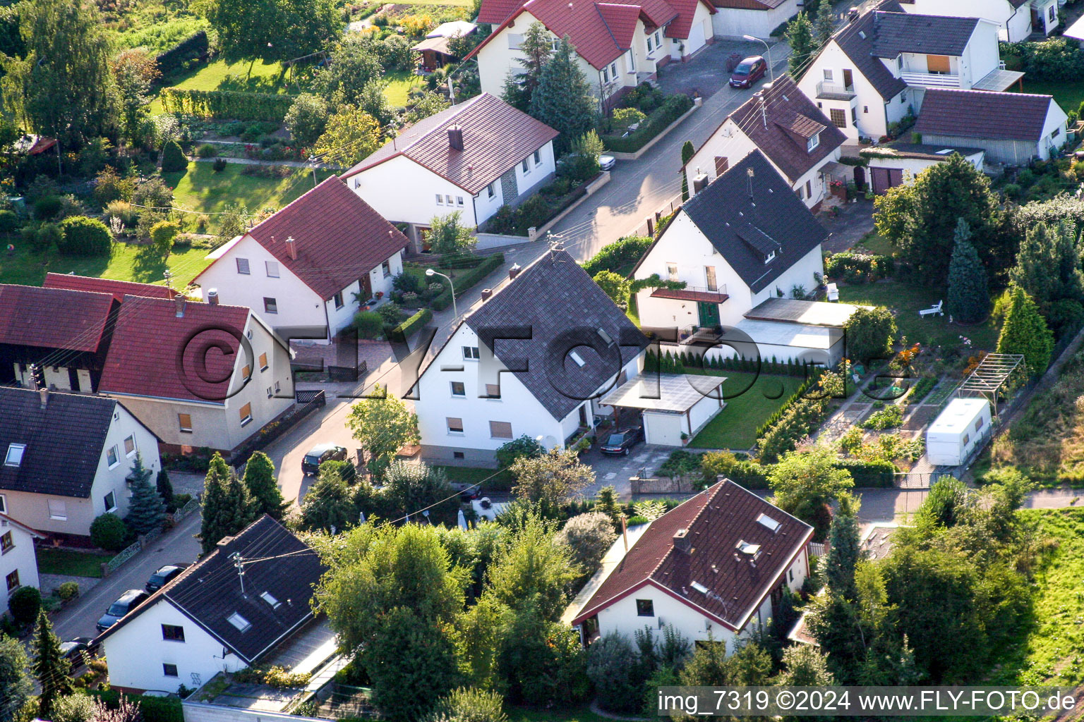 Aerial view of Mühlstr in Barbelroth in the state Rhineland-Palatinate, Germany