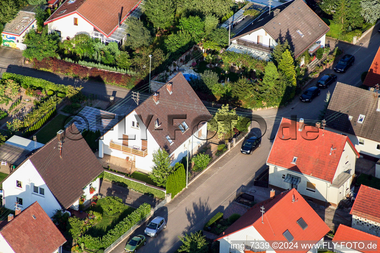 Mühlstr in Barbelroth in the state Rhineland-Palatinate, Germany viewn from the air