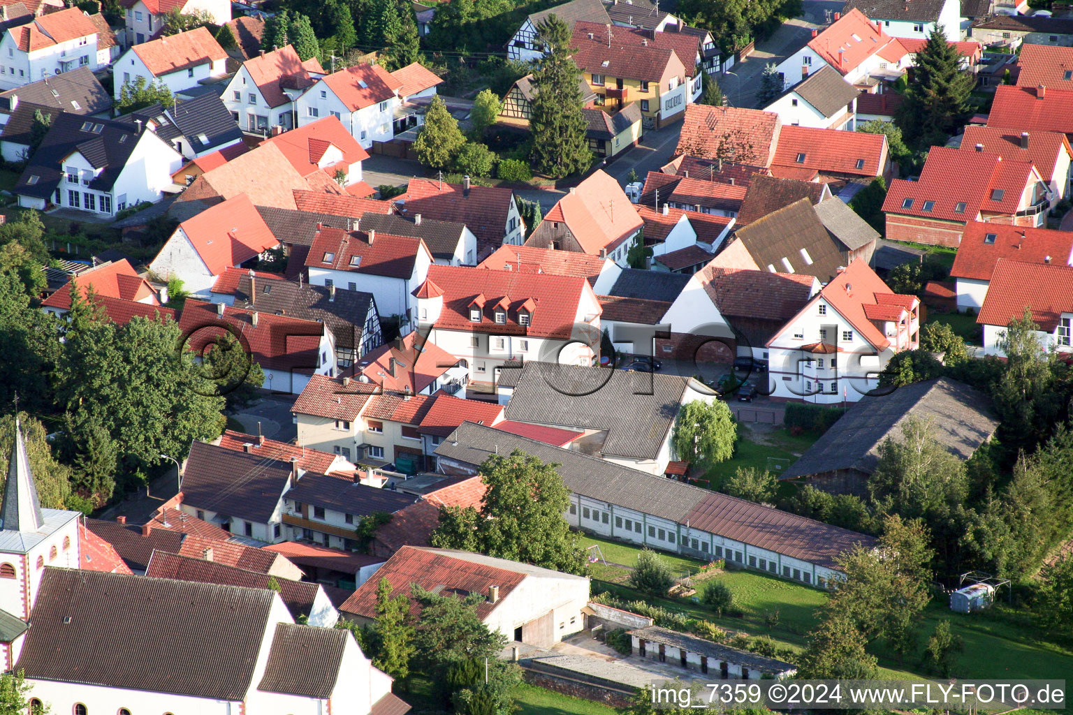 Drone recording of Minfeld in the state Rhineland-Palatinate, Germany