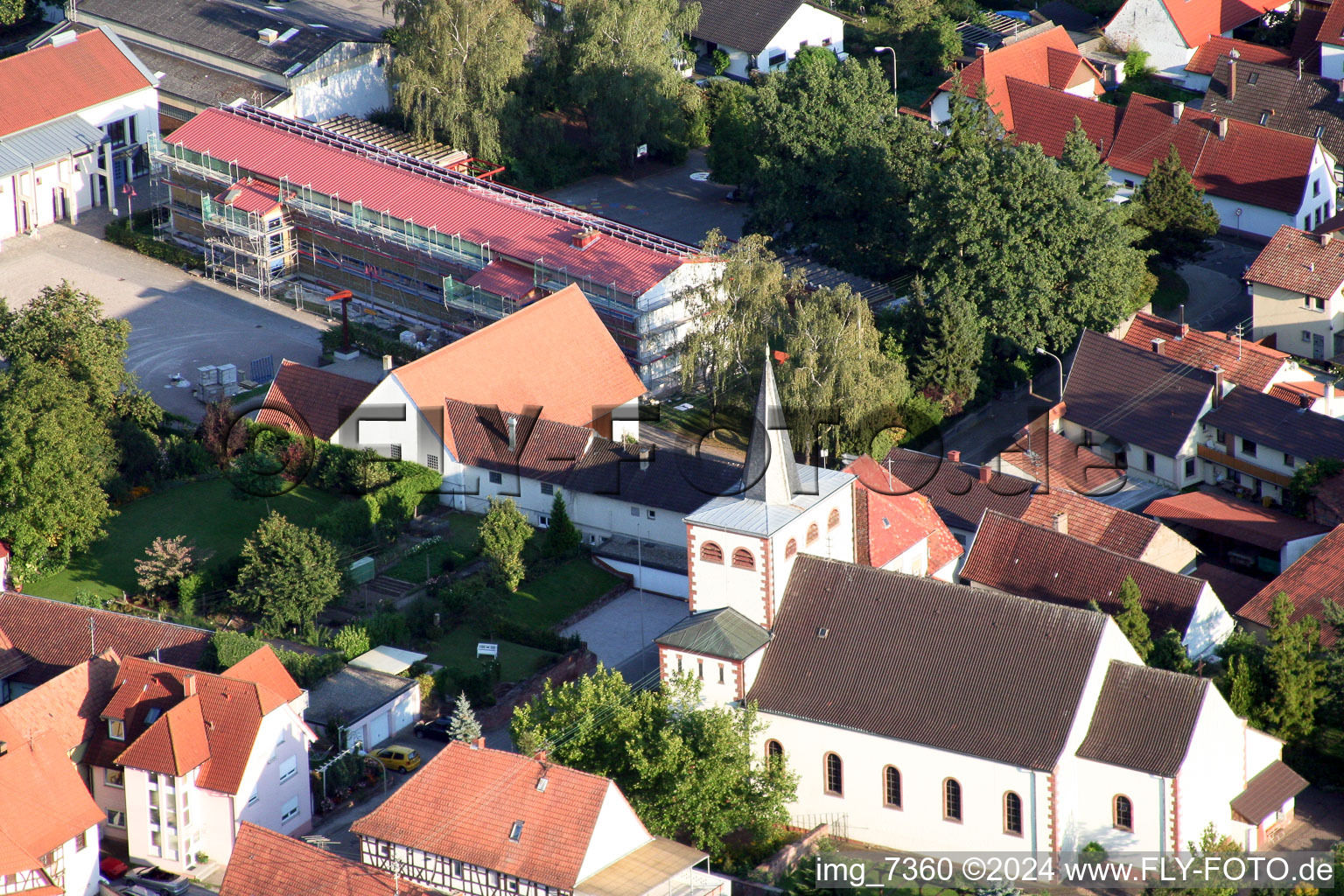 Drone image of Minfeld in the state Rhineland-Palatinate, Germany