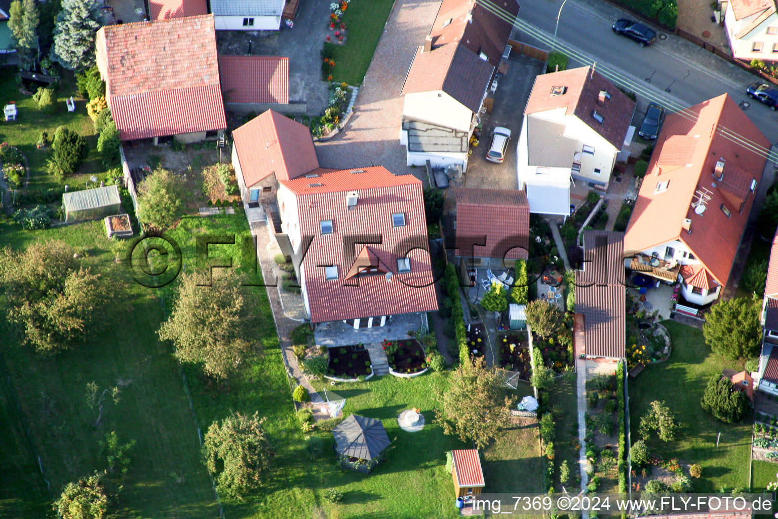 Aerial photograpy of Minfeld in the state Rhineland-Palatinate, Germany