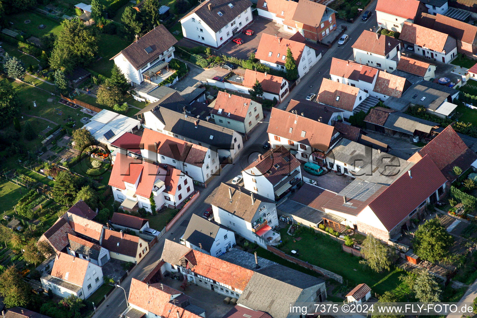 Oblique view of Saarstrasse from the southwest in Kandel in the state Rhineland-Palatinate, Germany