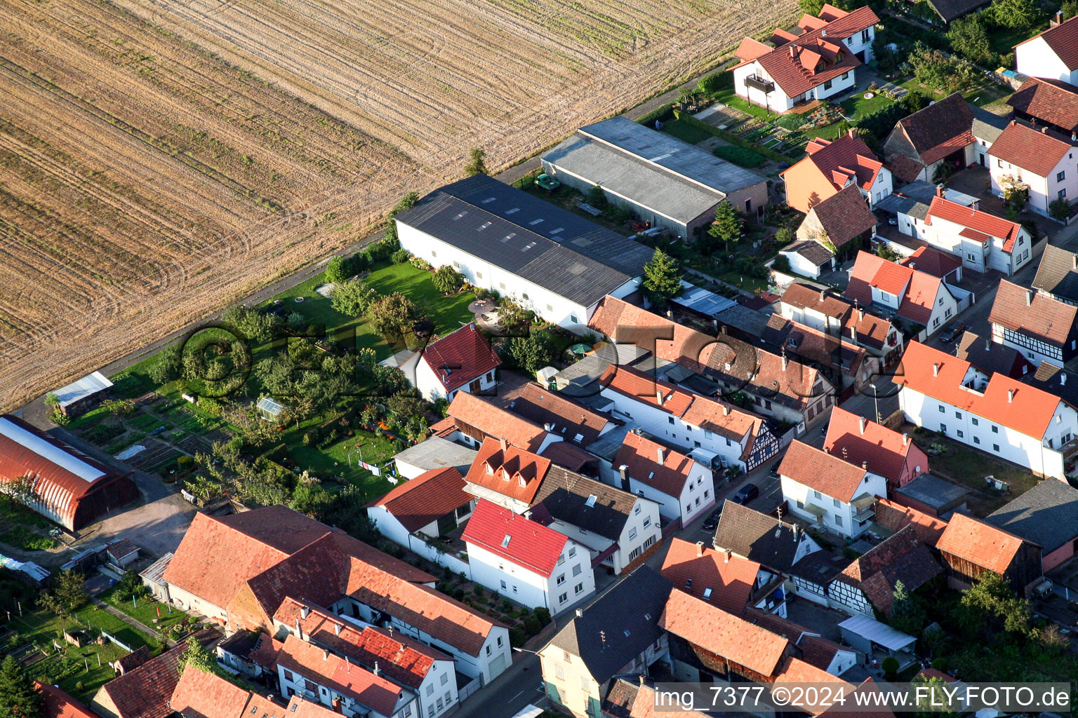 Saarstrasse from the southwest in Kandel in the state Rhineland-Palatinate, Germany out of the air