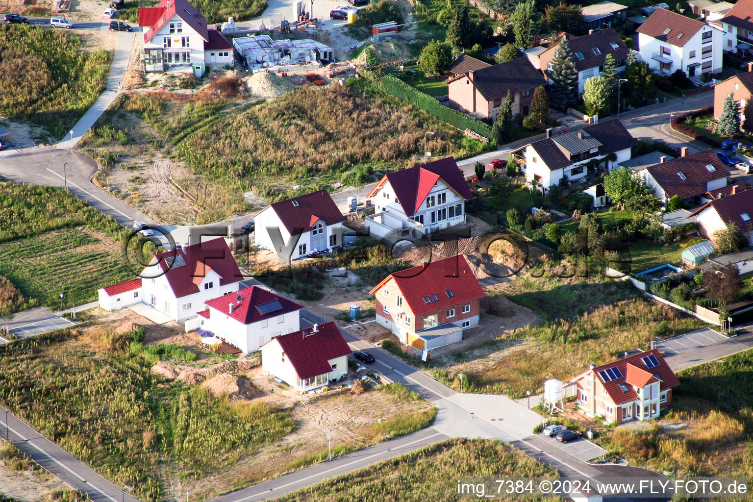 Drone recording of New development area Am Höhenweg in Kandel in the state Rhineland-Palatinate, Germany