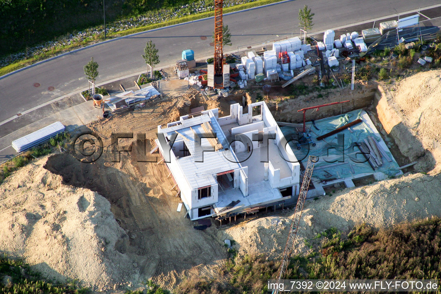 Aerial photograpy of New development area Am Höhenweg in Kandel in the state Rhineland-Palatinate, Germany