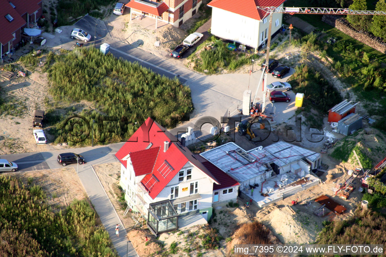 New development area Am Höhenweg in Kandel in the state Rhineland-Palatinate, Germany out of the air