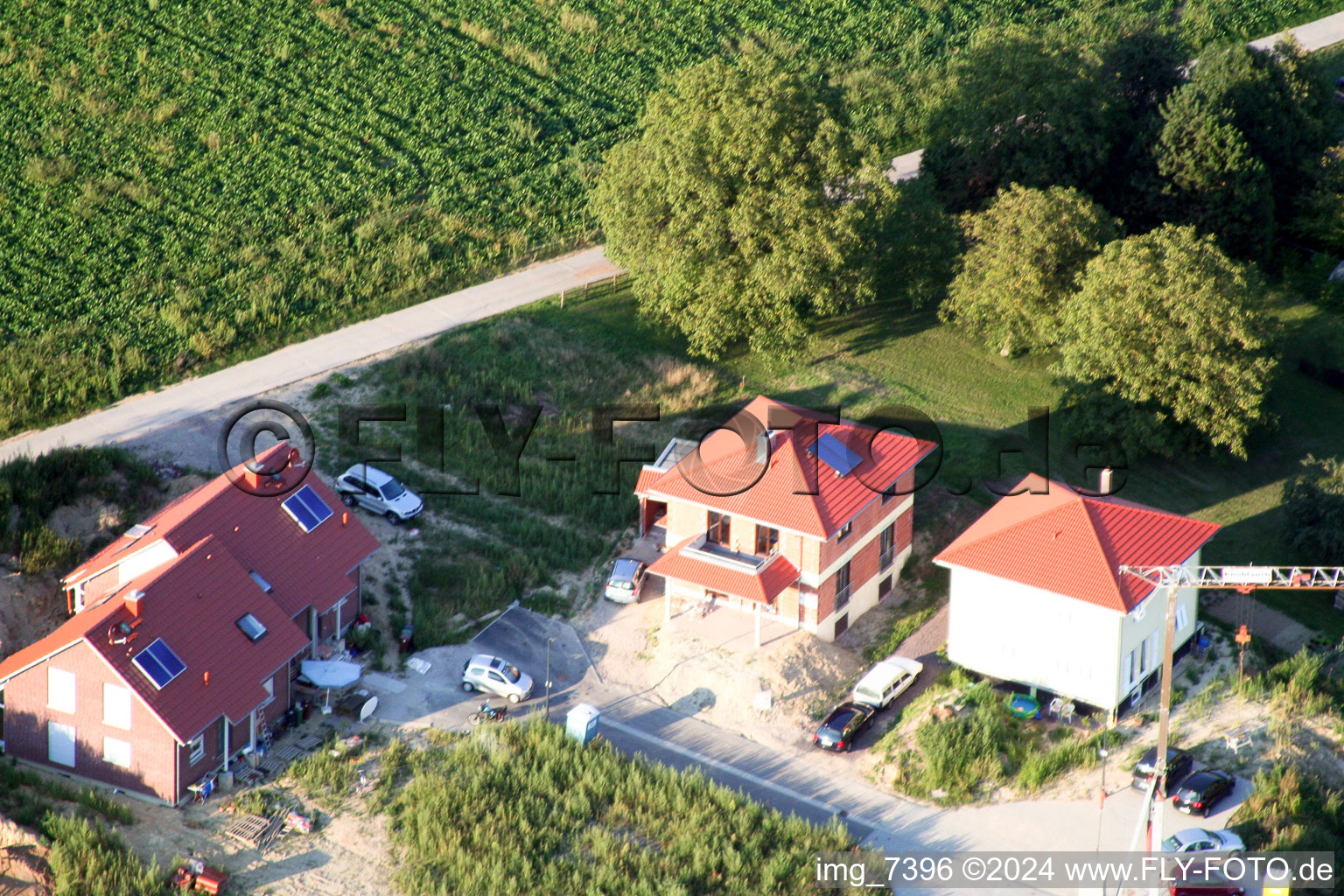 New development area Am Höhenweg in Kandel in the state Rhineland-Palatinate, Germany seen from above