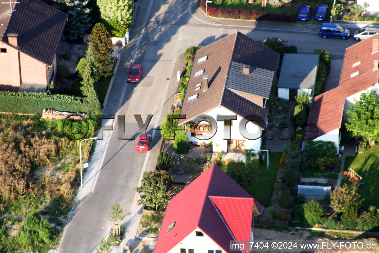 New development area Am Höhenweg in Kandel in the state Rhineland-Palatinate, Germany from a drone