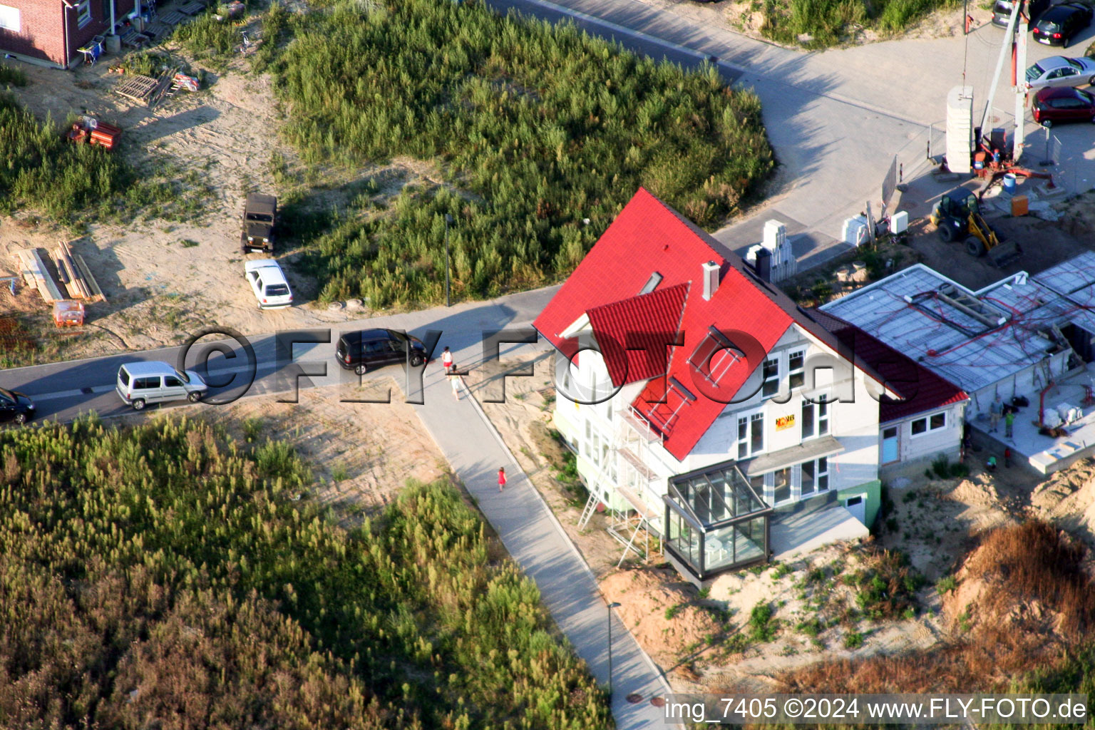 New development area Am Höhenweg in Kandel in the state Rhineland-Palatinate, Germany seen from a drone