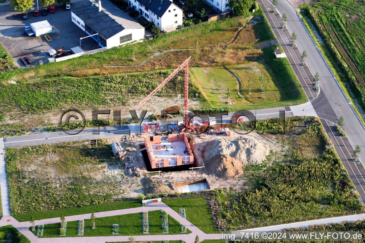 New development area Am Höhenweg in Kandel in the state Rhineland-Palatinate, Germany viewn from the air