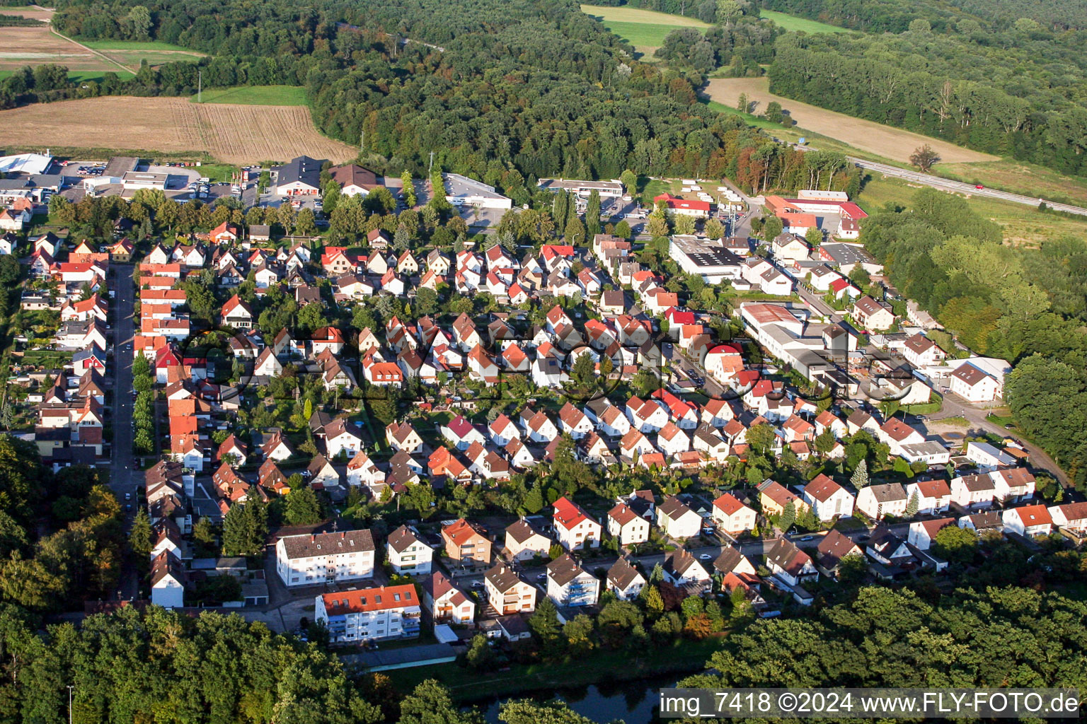 Settlement in Kandel in the state Rhineland-Palatinate, Germany from above