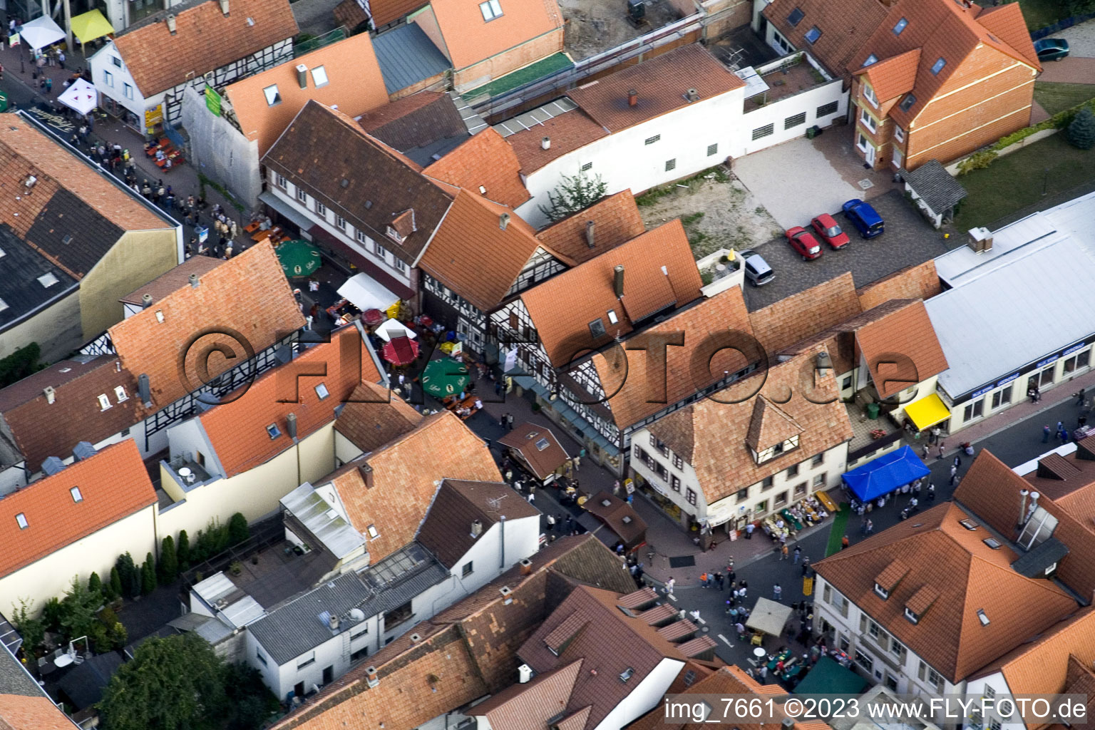 Aerial photograpy of City festival, Hauptstr in Kandel in the state Rhineland-Palatinate, Germany