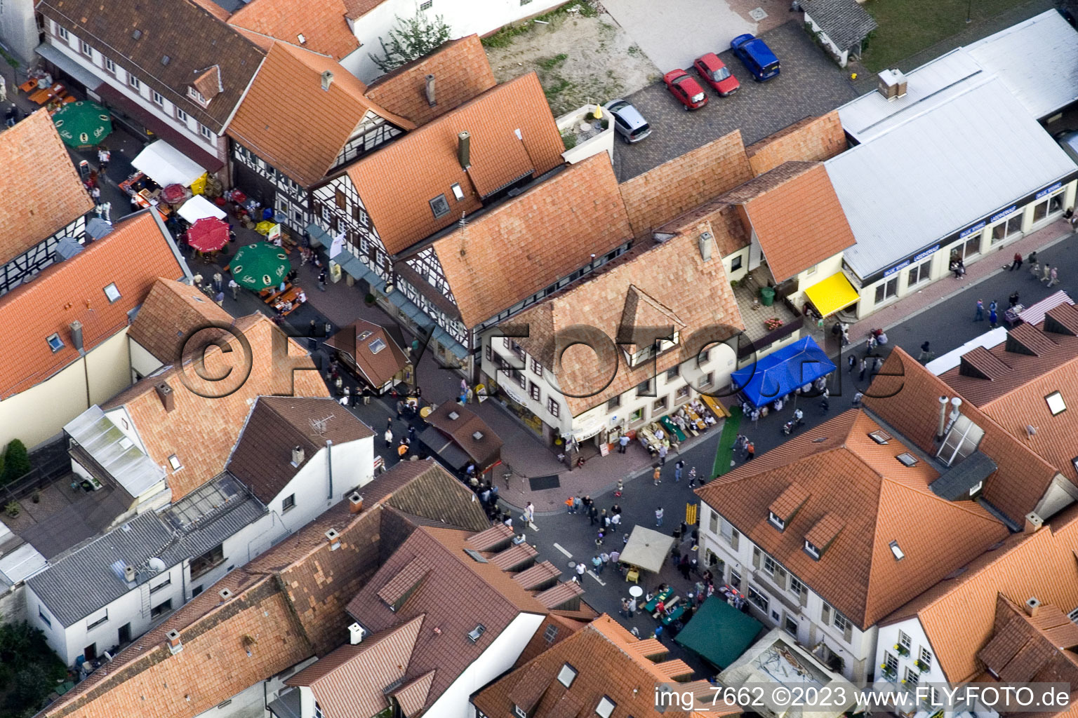 Oblique view of City festival, Hauptstr in Kandel in the state Rhineland-Palatinate, Germany