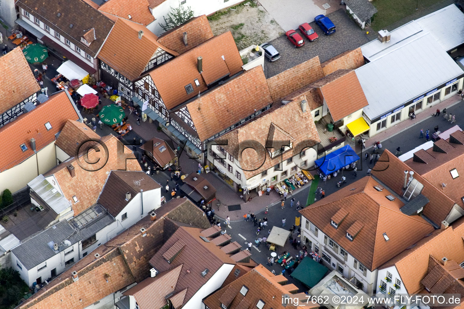 Oblique view of City Festival, Hauptstr in Kandel in the state Rhineland-Palatinate, Germany