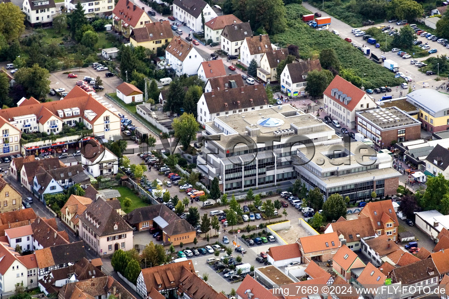 City festival, savings bank in Kandel in the state Rhineland-Palatinate, Germany