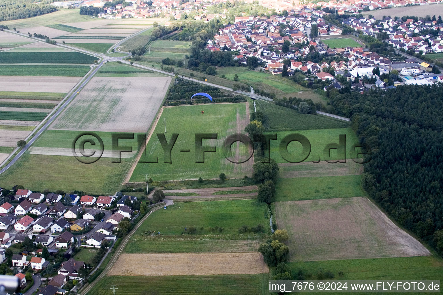 Rheinzabern in the state Rhineland-Palatinate, Germany seen from a drone