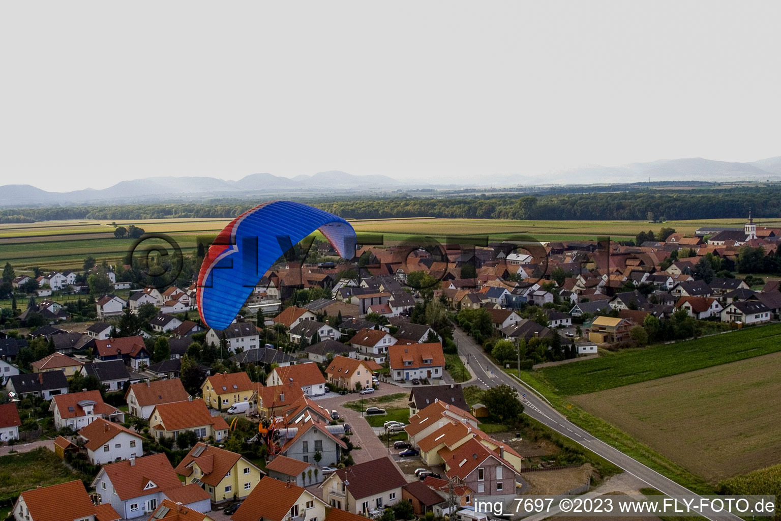 Drone image of District Hayna in Herxheim bei Landau in the state Rhineland-Palatinate, Germany