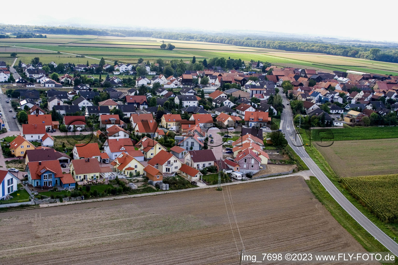 District Hayna in Herxheim bei Landau in the state Rhineland-Palatinate, Germany from the drone perspective