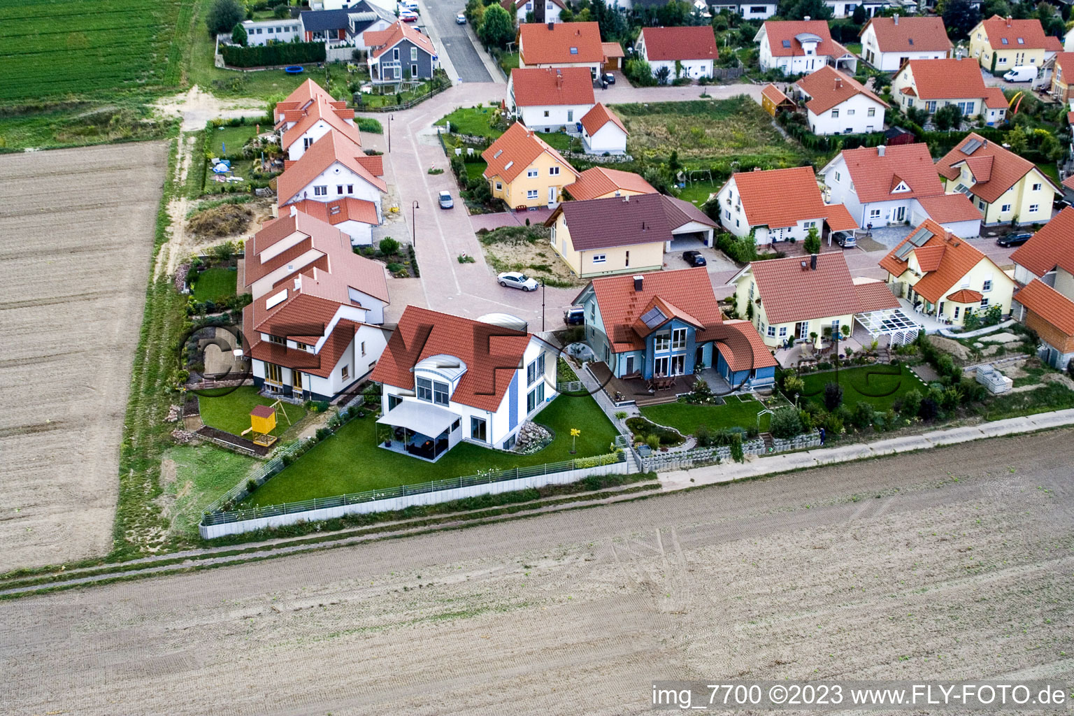 District Hayna in Herxheim bei Landau in the state Rhineland-Palatinate, Germany seen from a drone