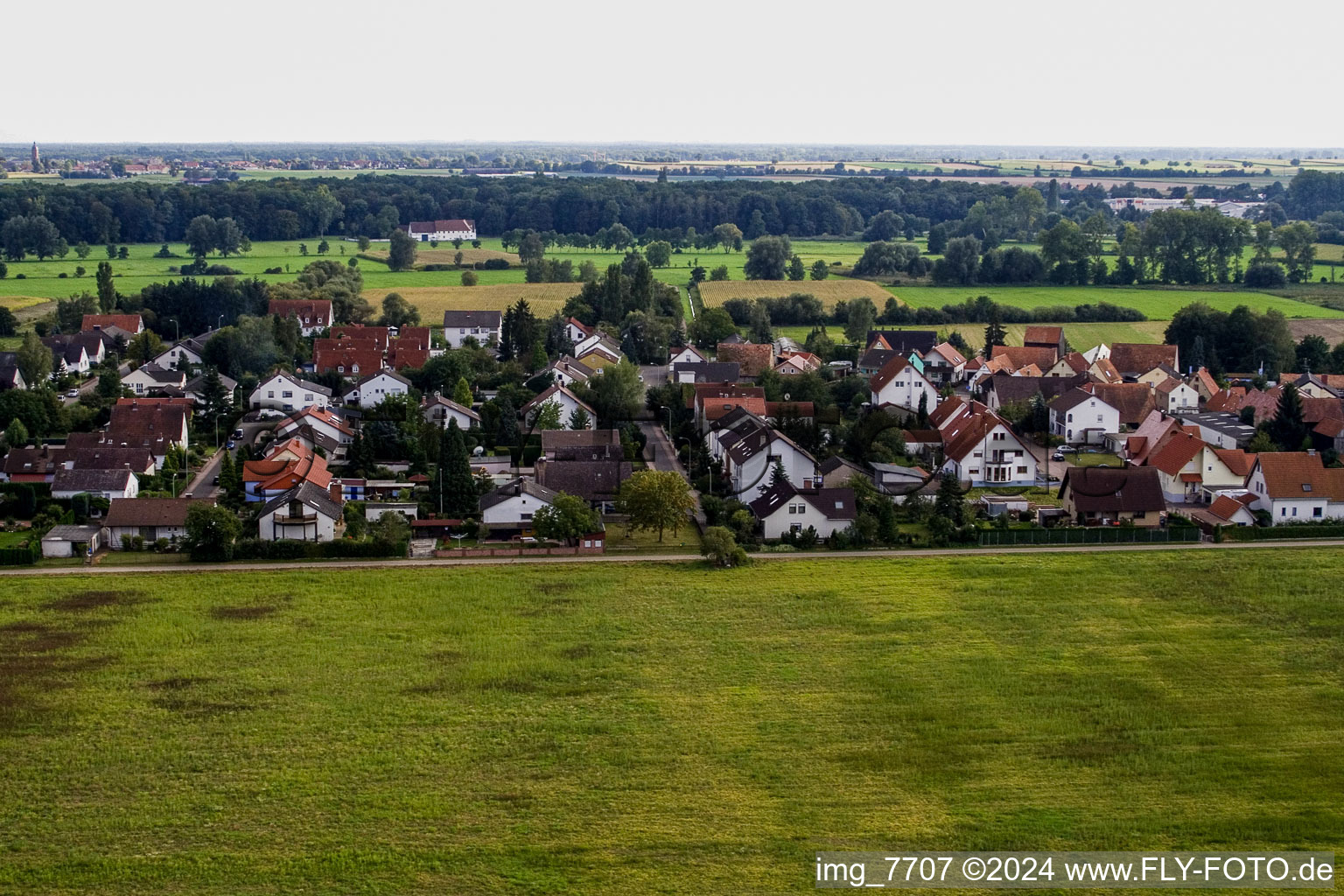 Drone recording of Erlenbach bei Kandel in the state Rhineland-Palatinate, Germany