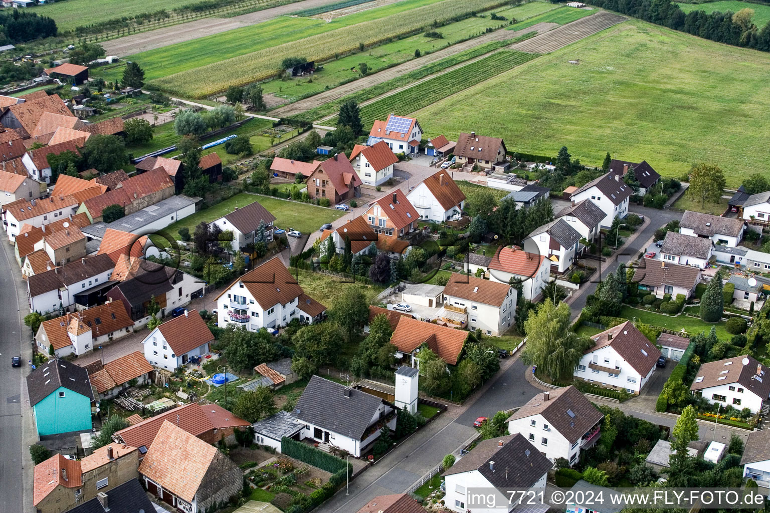 Erlenbach bei Kandel in the state Rhineland-Palatinate, Germany seen from a drone