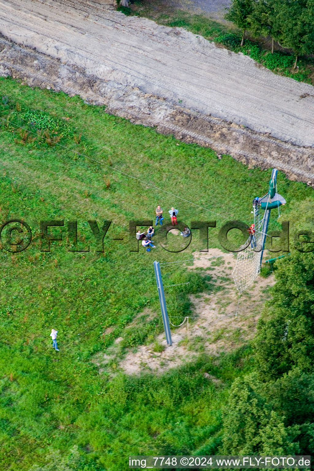 Aerial photograpy of Giant zip line, Fun-Forest camp in Kandel in the state Rhineland-Palatinate, Germany