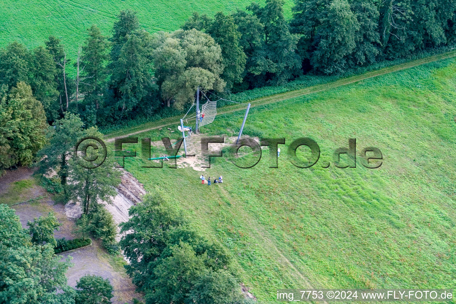 Giant zip line, Fun-Forest camp in Kandel in the state Rhineland-Palatinate, Germany out of the air