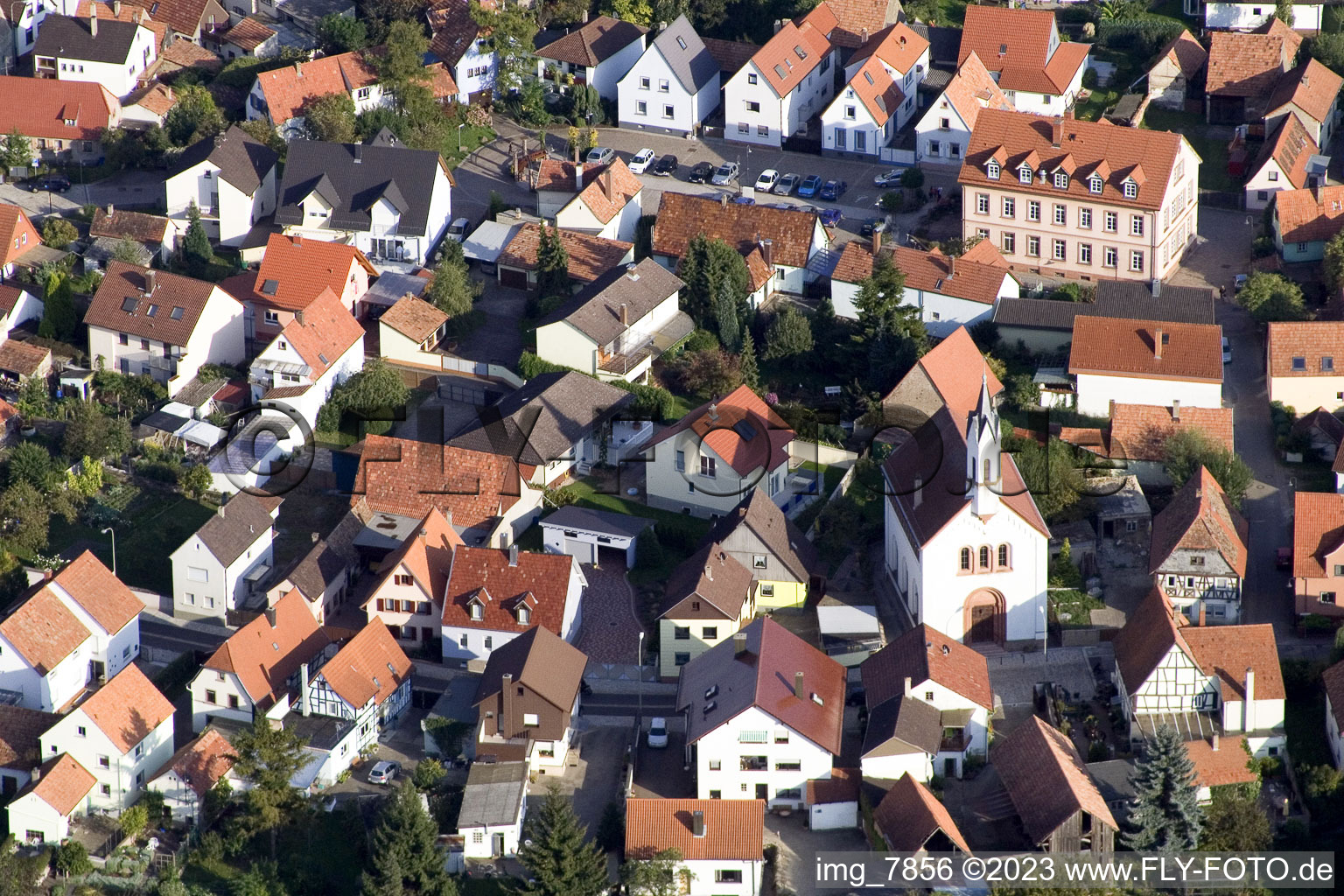 District Maximiliansau in Wörth am Rhein in the state Rhineland-Palatinate, Germany from a drone